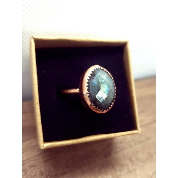 Labradorite crystal Ring size 6 handmade copper metalwork